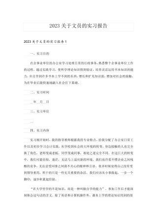 2023关于文员的实习报告