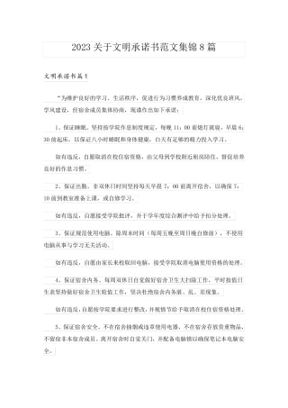 2023关于文明承诺书范文集锦8篇