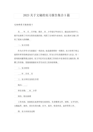 2023关于文秘的实习报告集合5篇_1