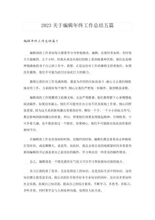2023关于编辑年终工作总结五篇