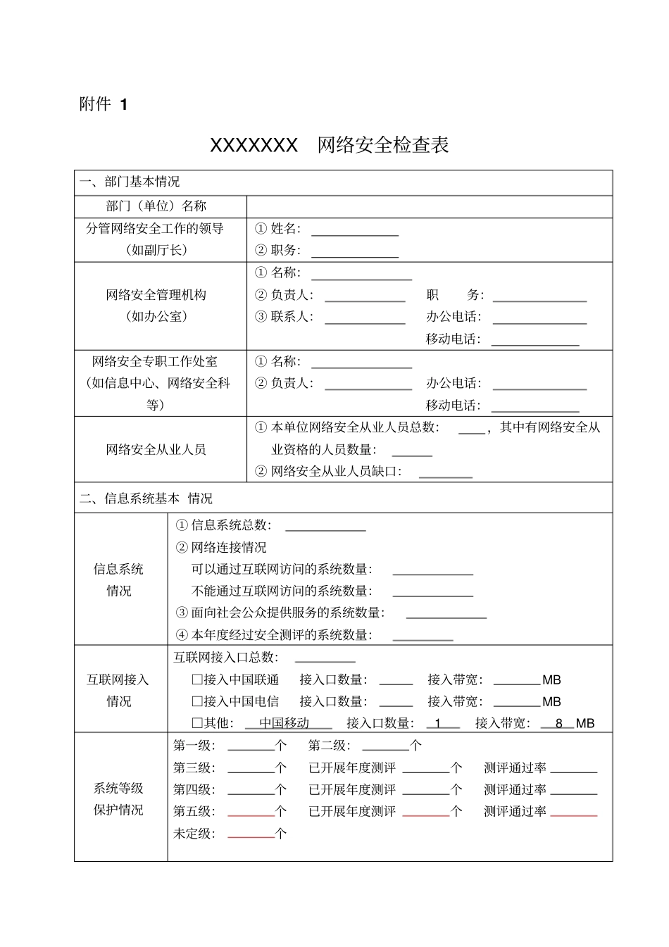 完整版网络安全检查表_第1页