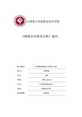 完整版网络安全需求分析报告