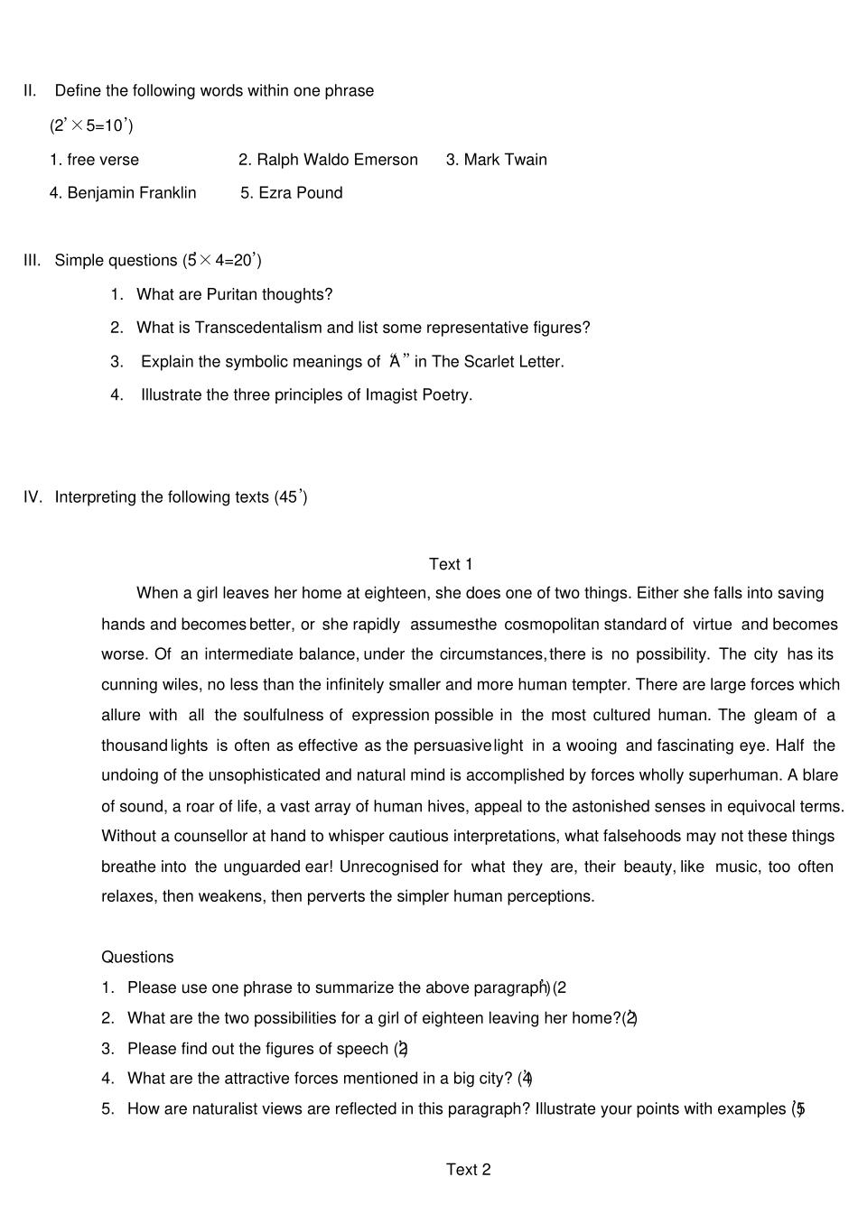 完整版美国文学史及选读试卷_第3页
