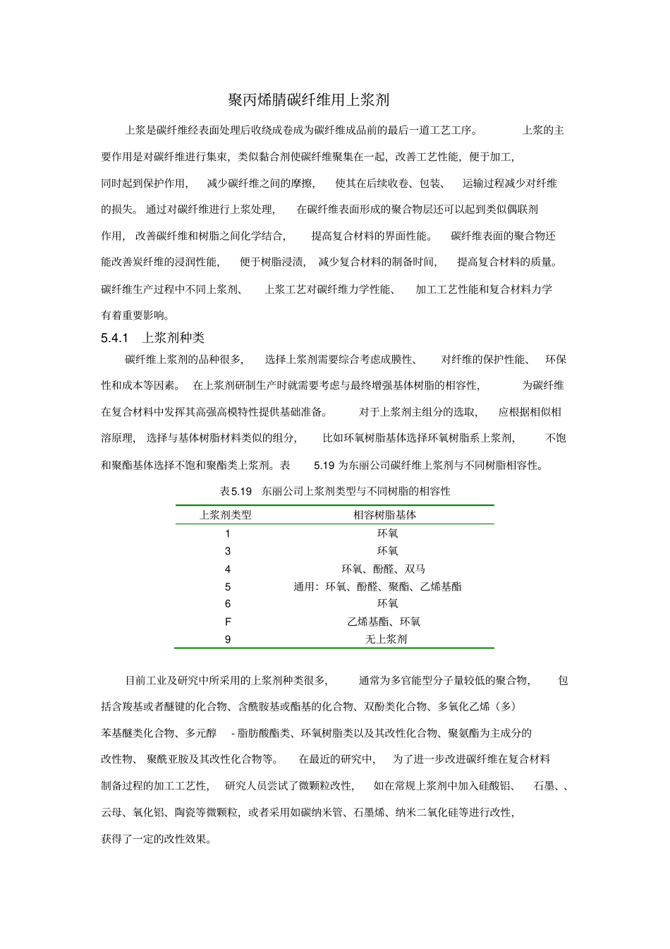 完整版聚丙烯腈碳纤维用上浆剂汇总_第1页
