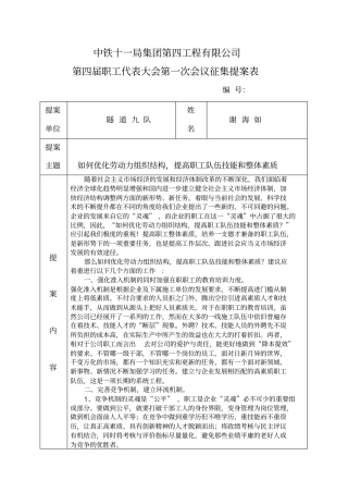 完整版职代会征集提案表