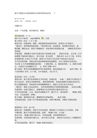 完整版膝关节置换术后康复锻炼的注意事项和禁忌症是