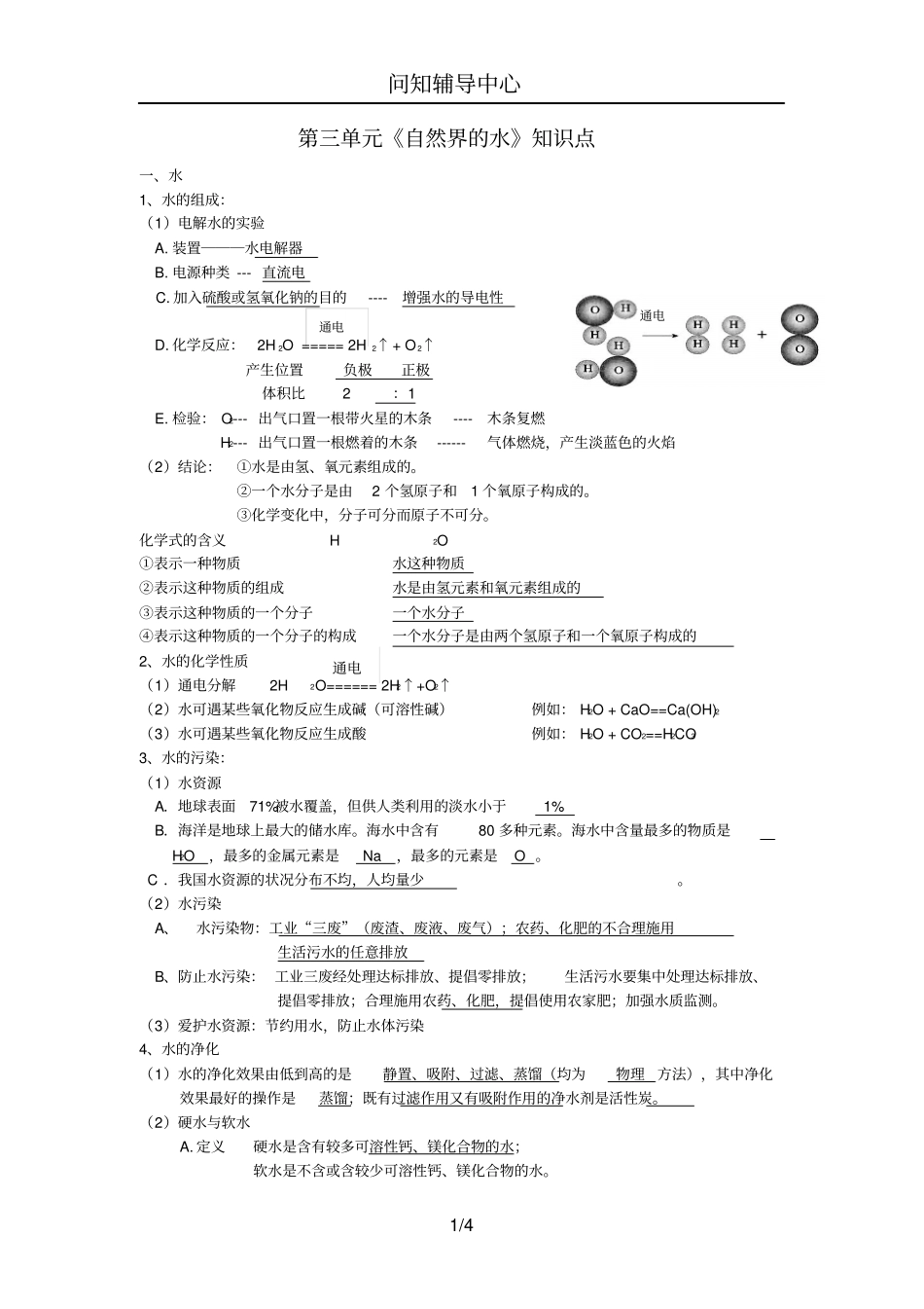 完整版自然界的水知识点总结_第1页