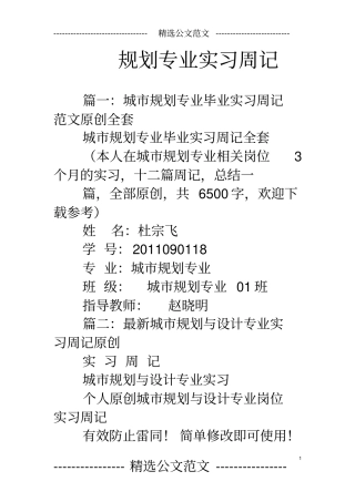 完整版规划专业实习周记文档良心出品