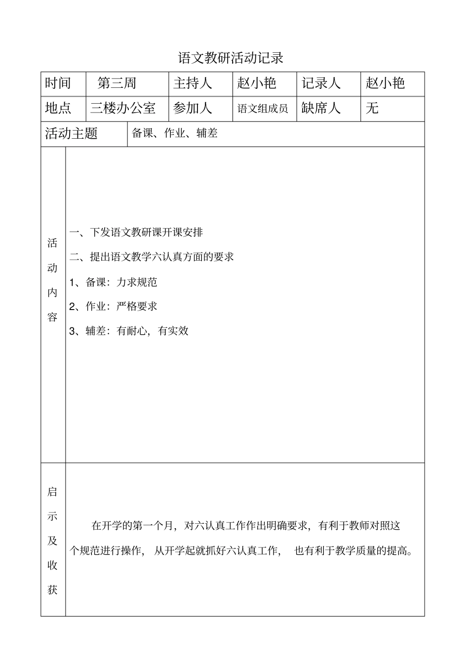 完整版语文教研活动记录_第2页