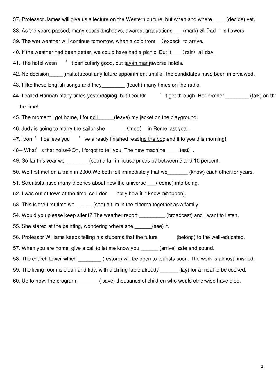 完整版语法填空动词时态语态附答案_第2页