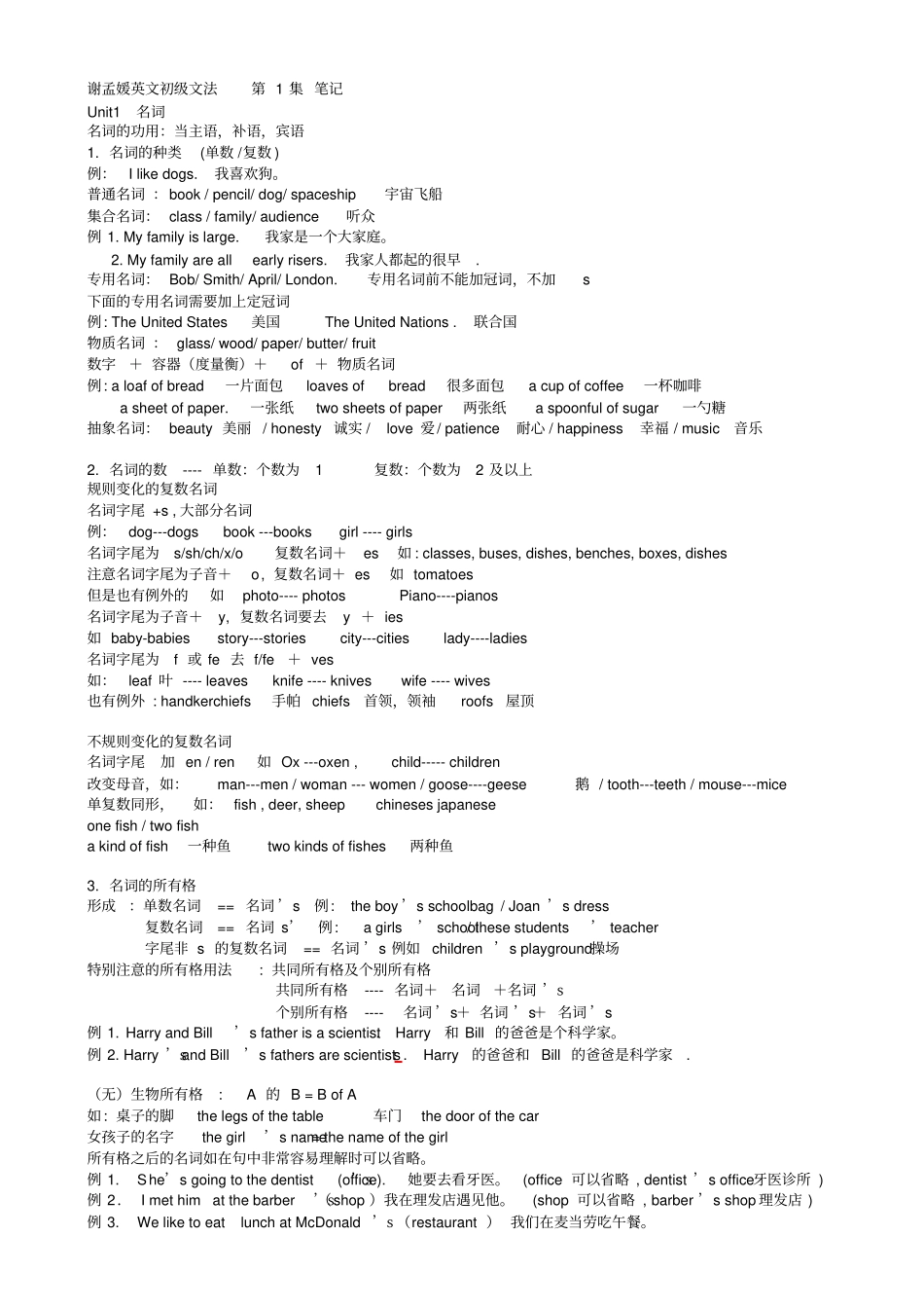 完整版谢孟媛初级文法讲义笔记修复的文档良心出品_第1页