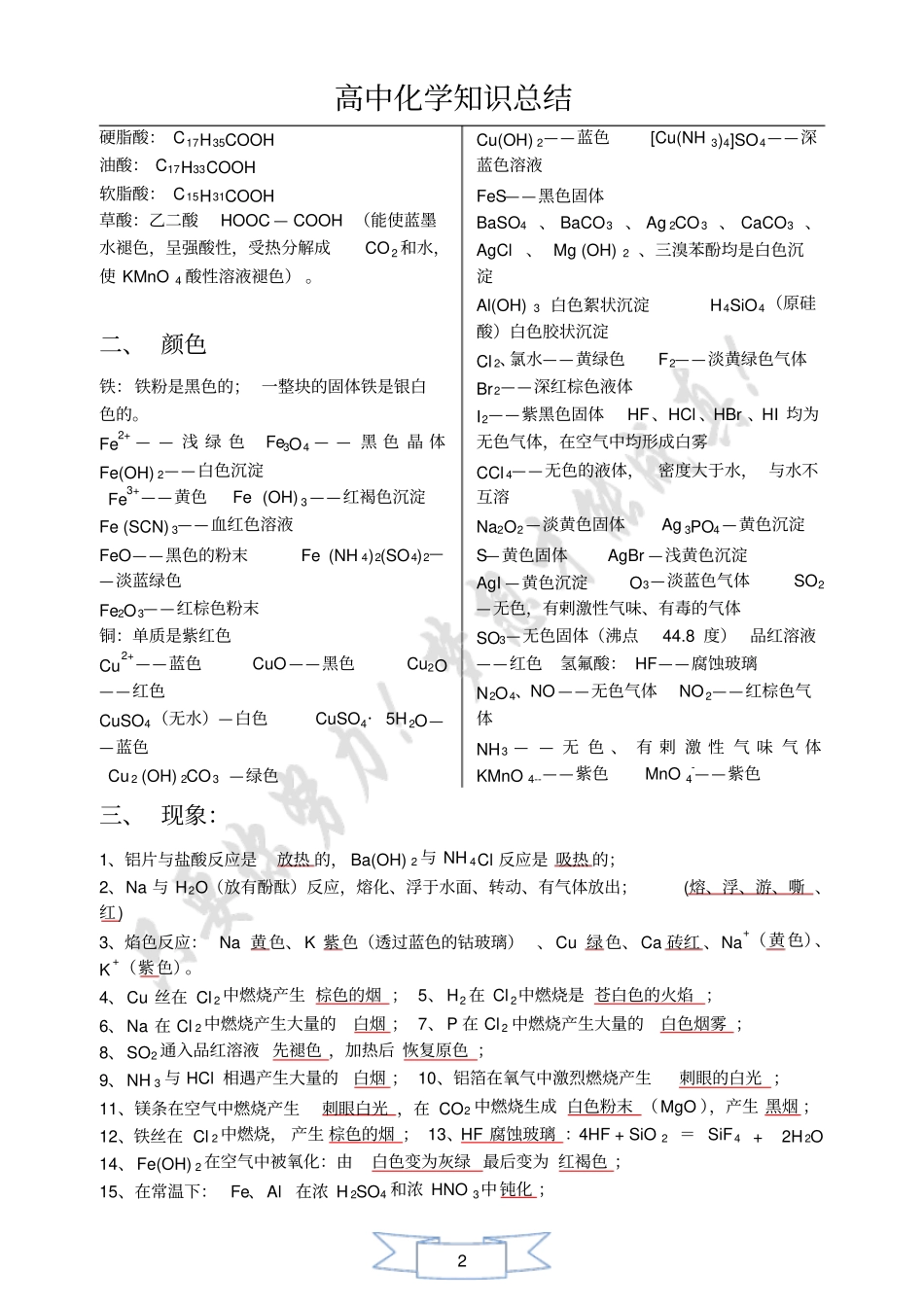完整版超全高中化学经典知识点总结文档良心出品_第2页