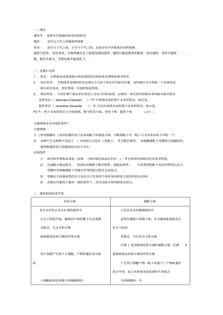 完整版遗传学复习刘祖洞版高等教育出版社第二版