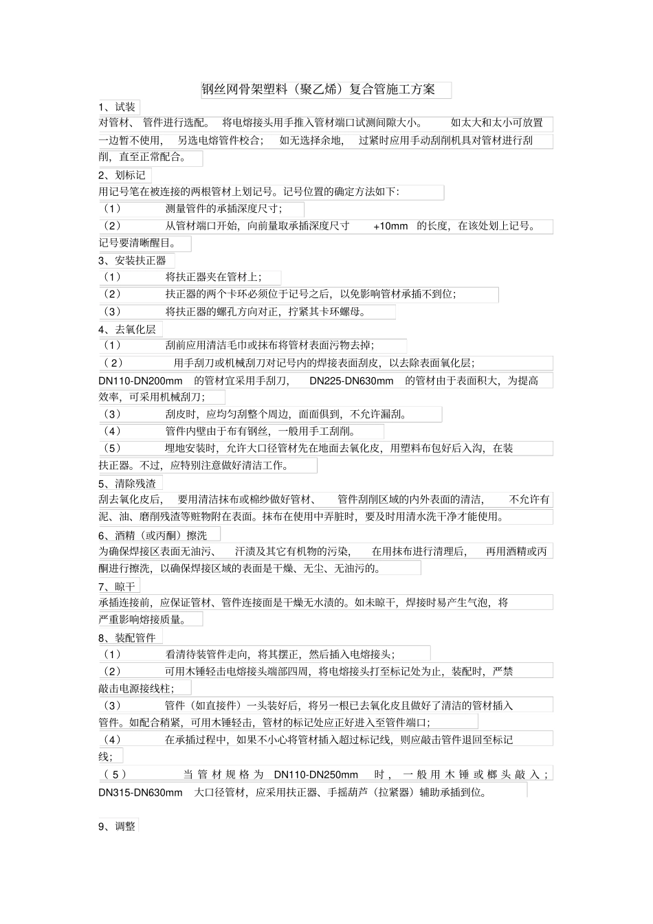 完整版钢丝网骨架塑料聚乙烯复合管施工方案_第1页