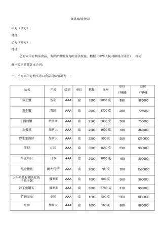 完整版食品购销合同