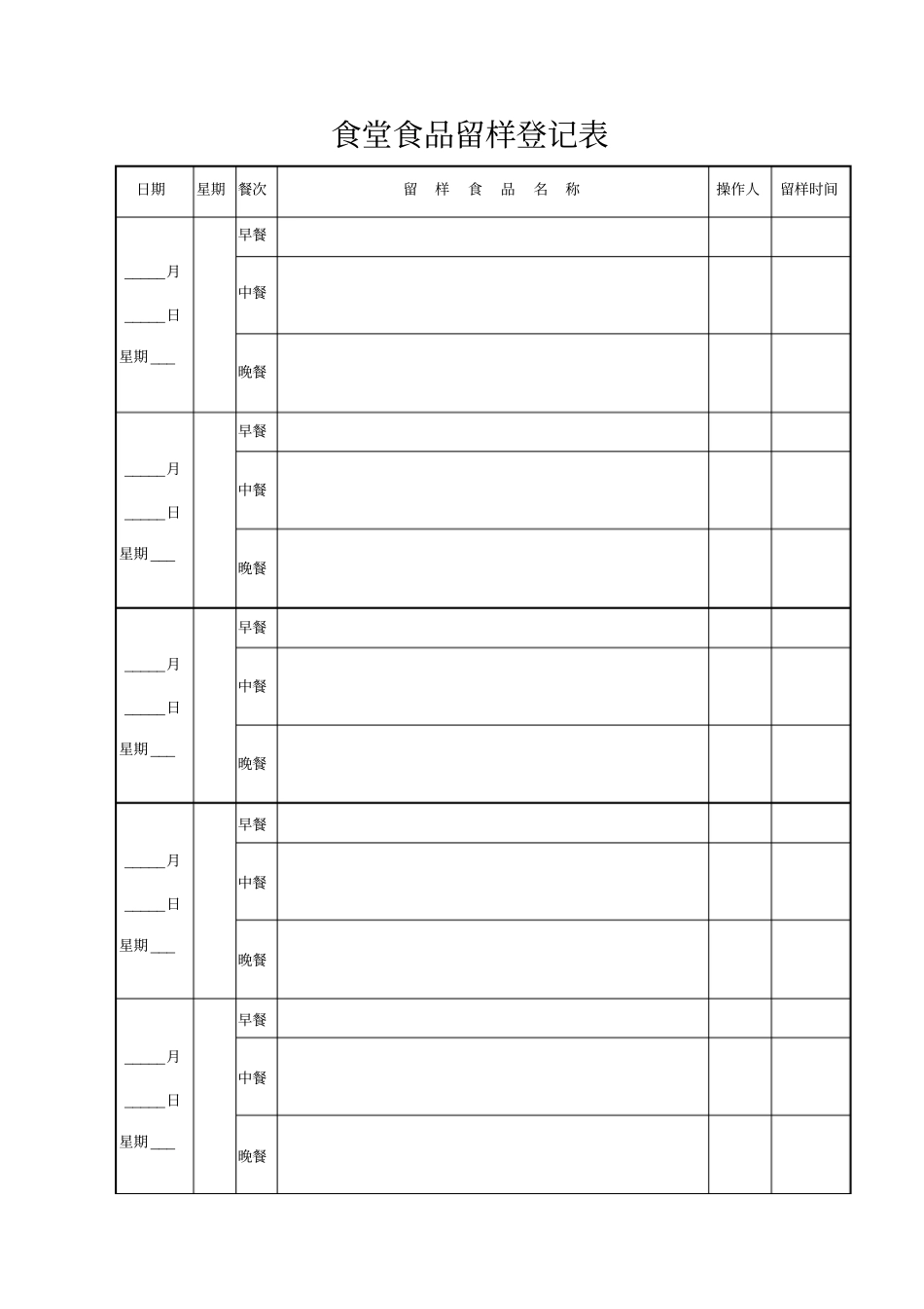 完整版食堂餐具消毒记录表及留样记录_第2页