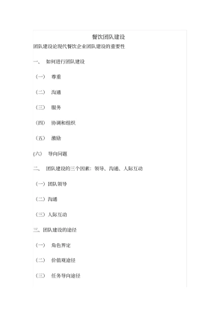 完整版餐饮团队建设