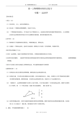 完整版高一物理力学知识点归纳