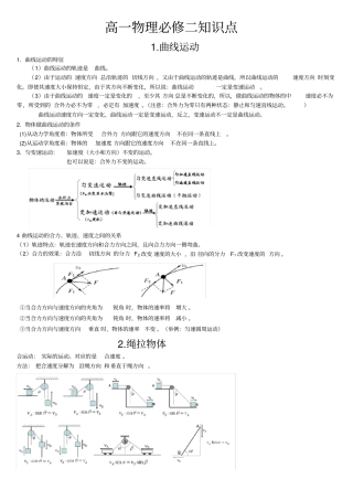 完整版高一物理必修2知识点全总结