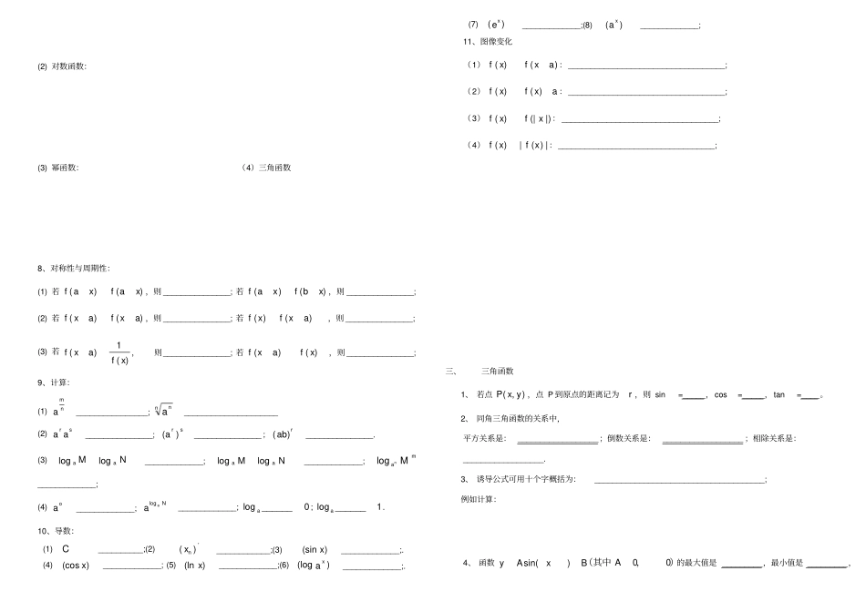 完整版高中数学公式总结默写版,推荐文档_第2页