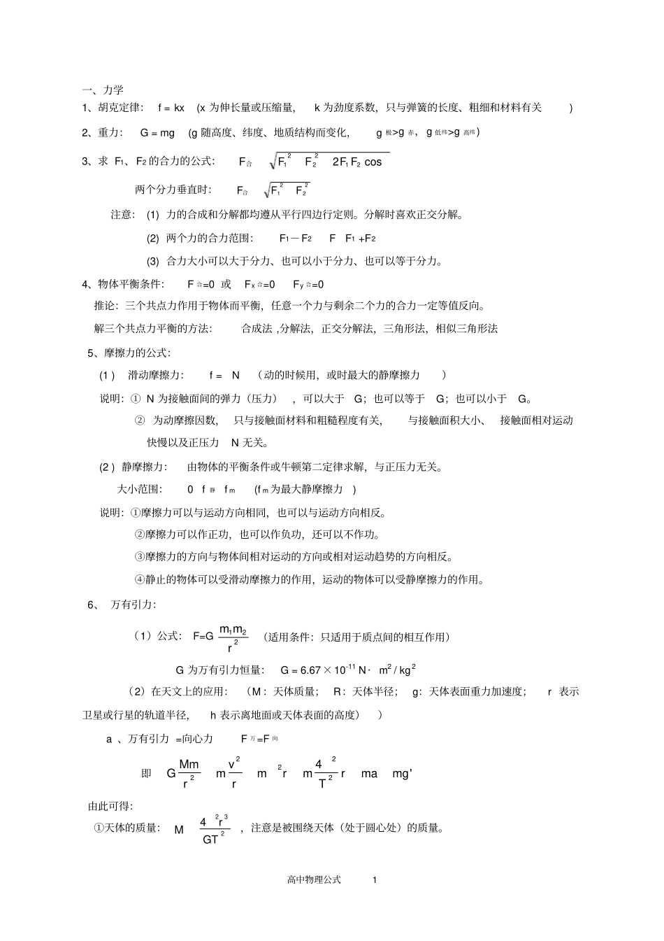 完整版高中物理公式总结+解题方法指导,推荐文档_第2页