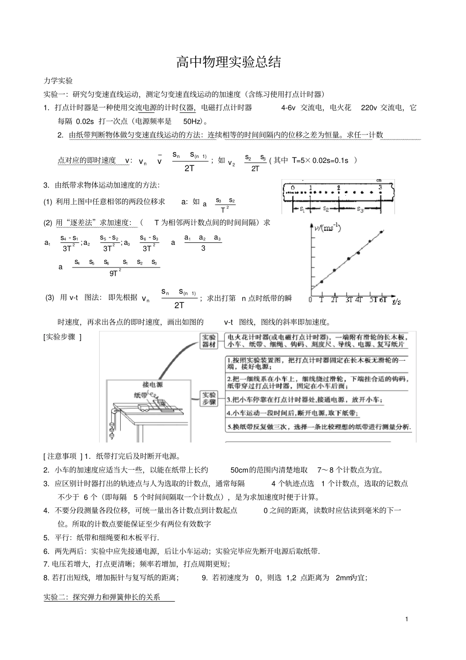 完整版高中物理试验归类总结,推荐文档_第1页