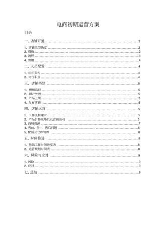 完整电商初期运营方案