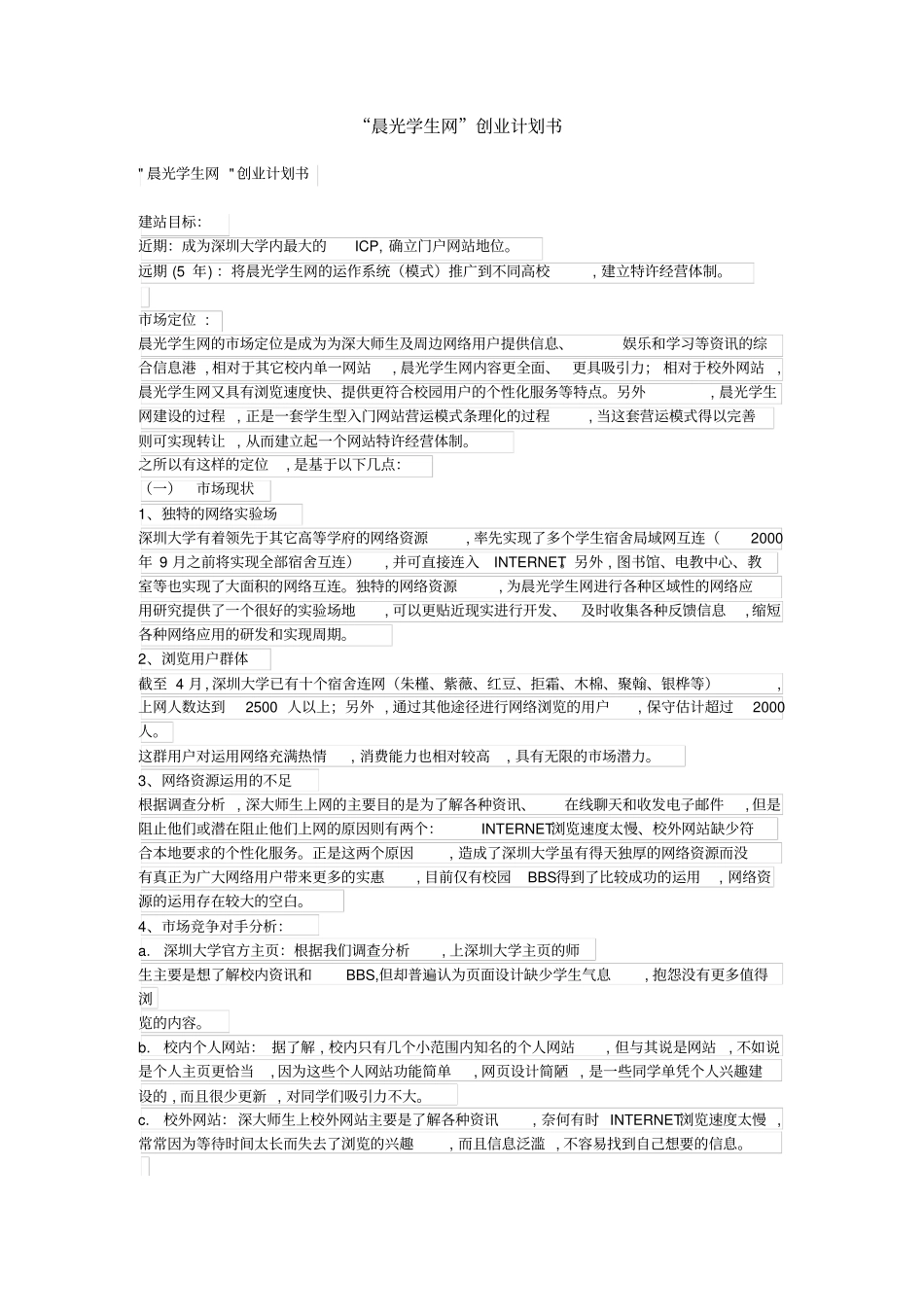 完整的创业计划书范文_第1页