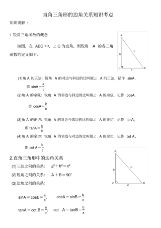 完整直角三角形的边角关系知识点,推荐文档