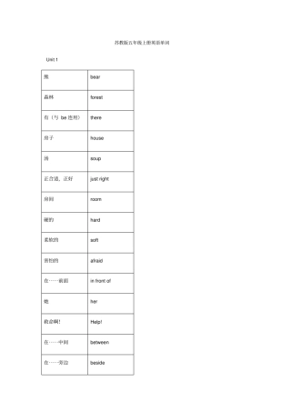 完整苏教版五年级上册英语单词