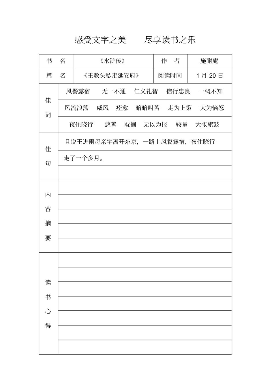 完整读书笔记模板_第1页