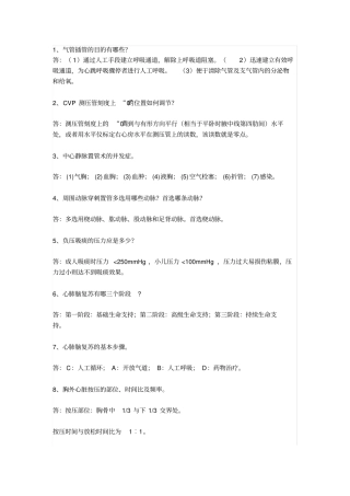 完整重症医学常见知识点,推荐文档