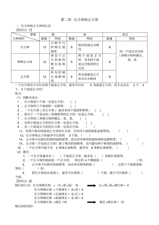 完整长方体和正方体知识点汇总重点讲义资料,推荐文档