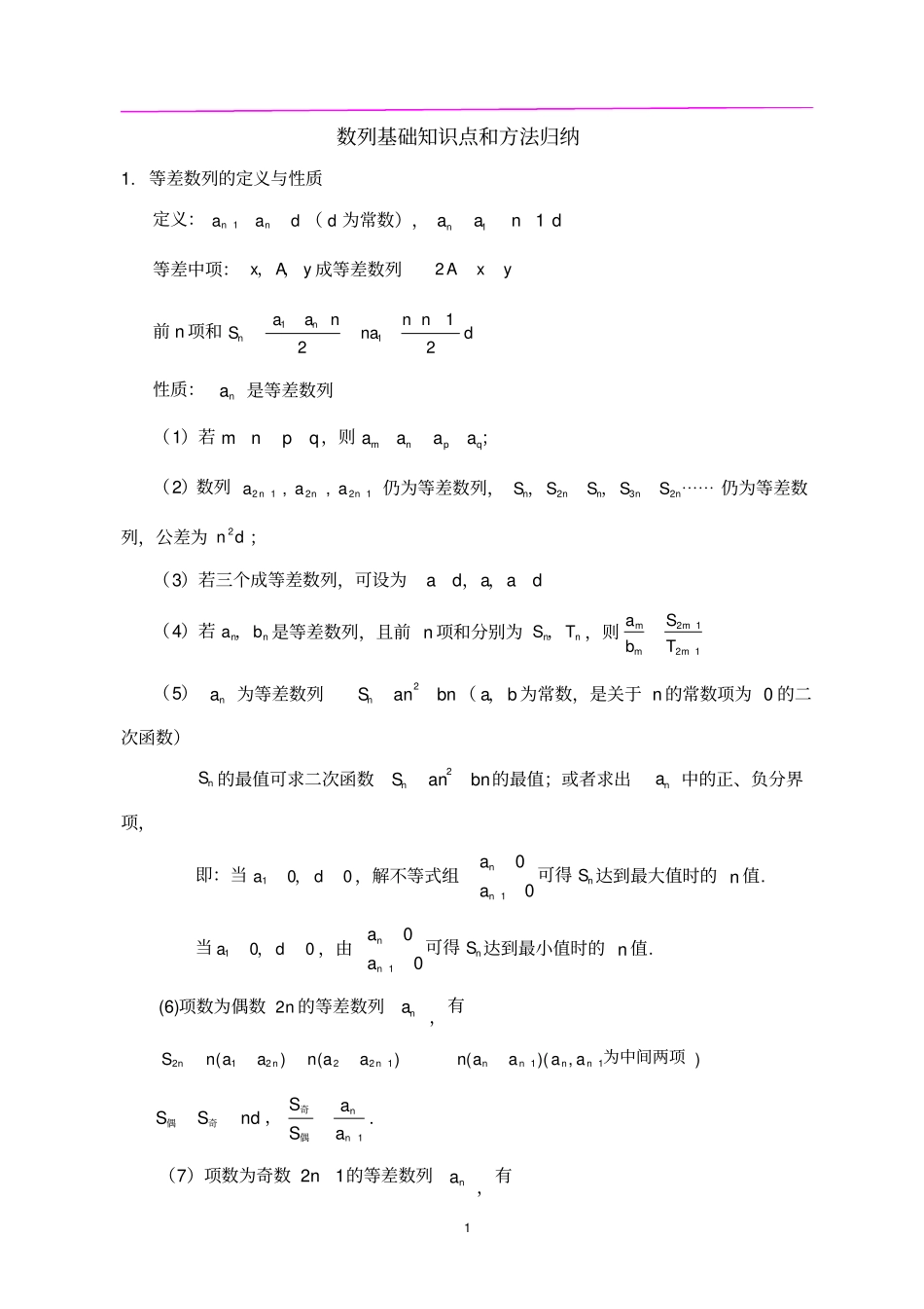 完整高中数学数列知识点总结经典,推荐文档_第1页