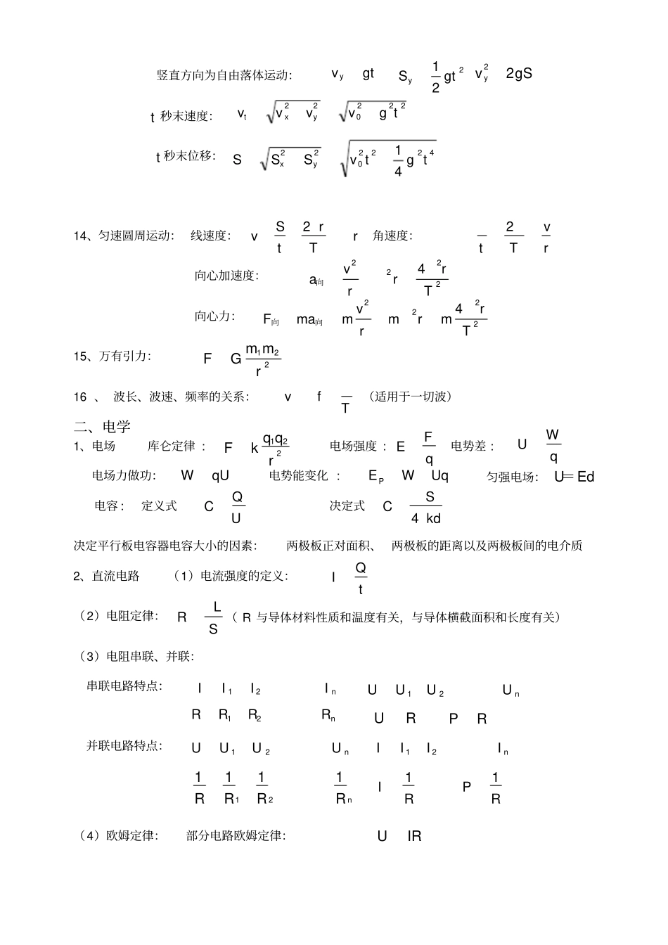 完整高中物理化学公式大全,推荐文档_第3页