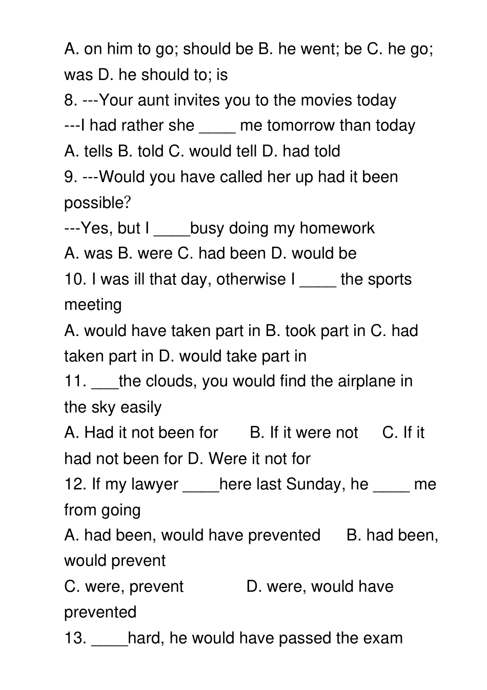 完整高中英语虚拟语气练习题_第2页