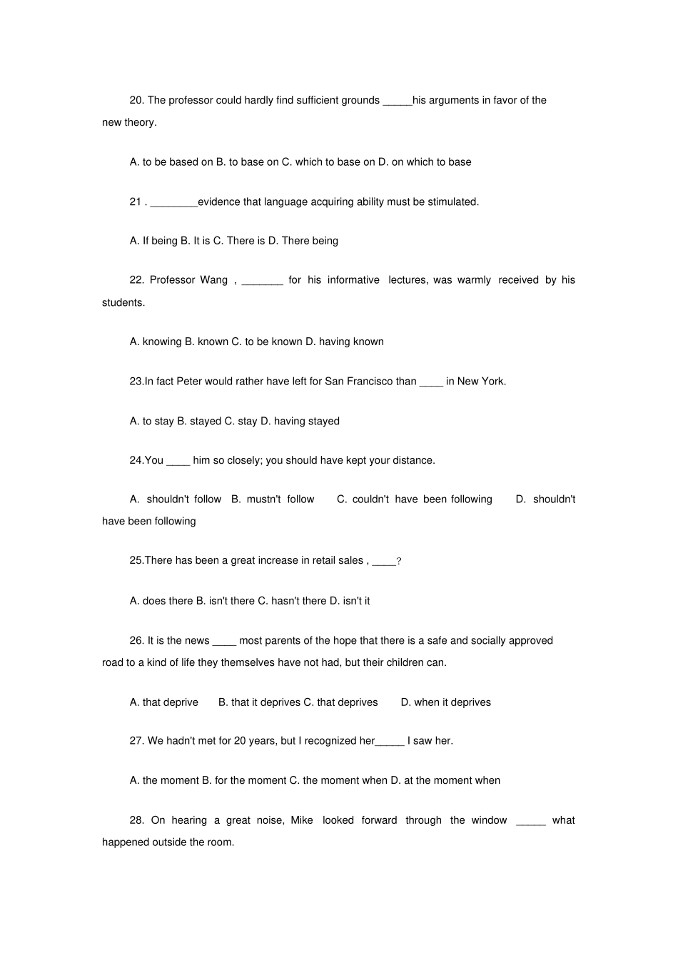 完整高中英语语法习题及答案_第3页