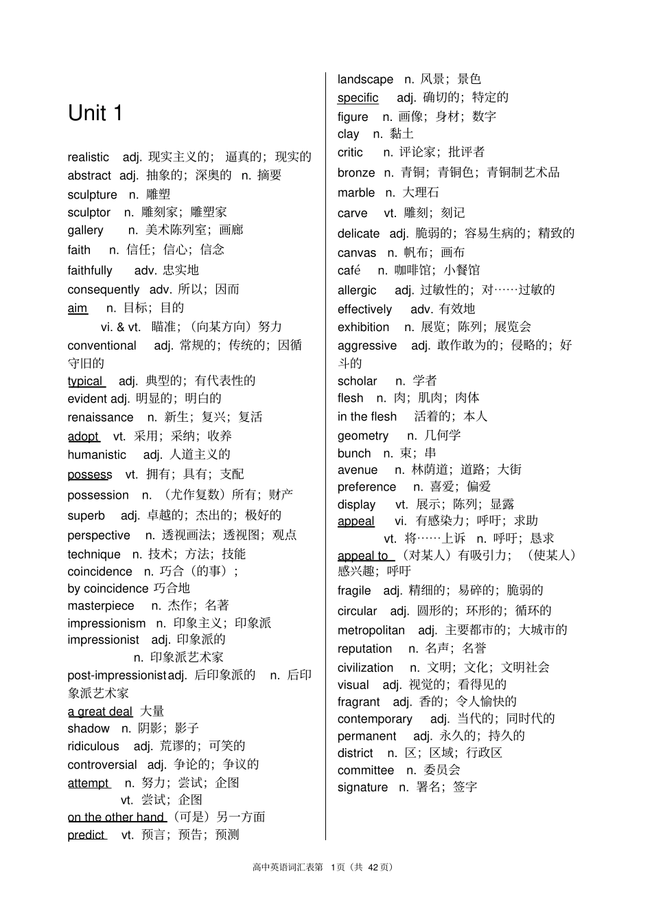 完整高中英语选修六单词表_第1页