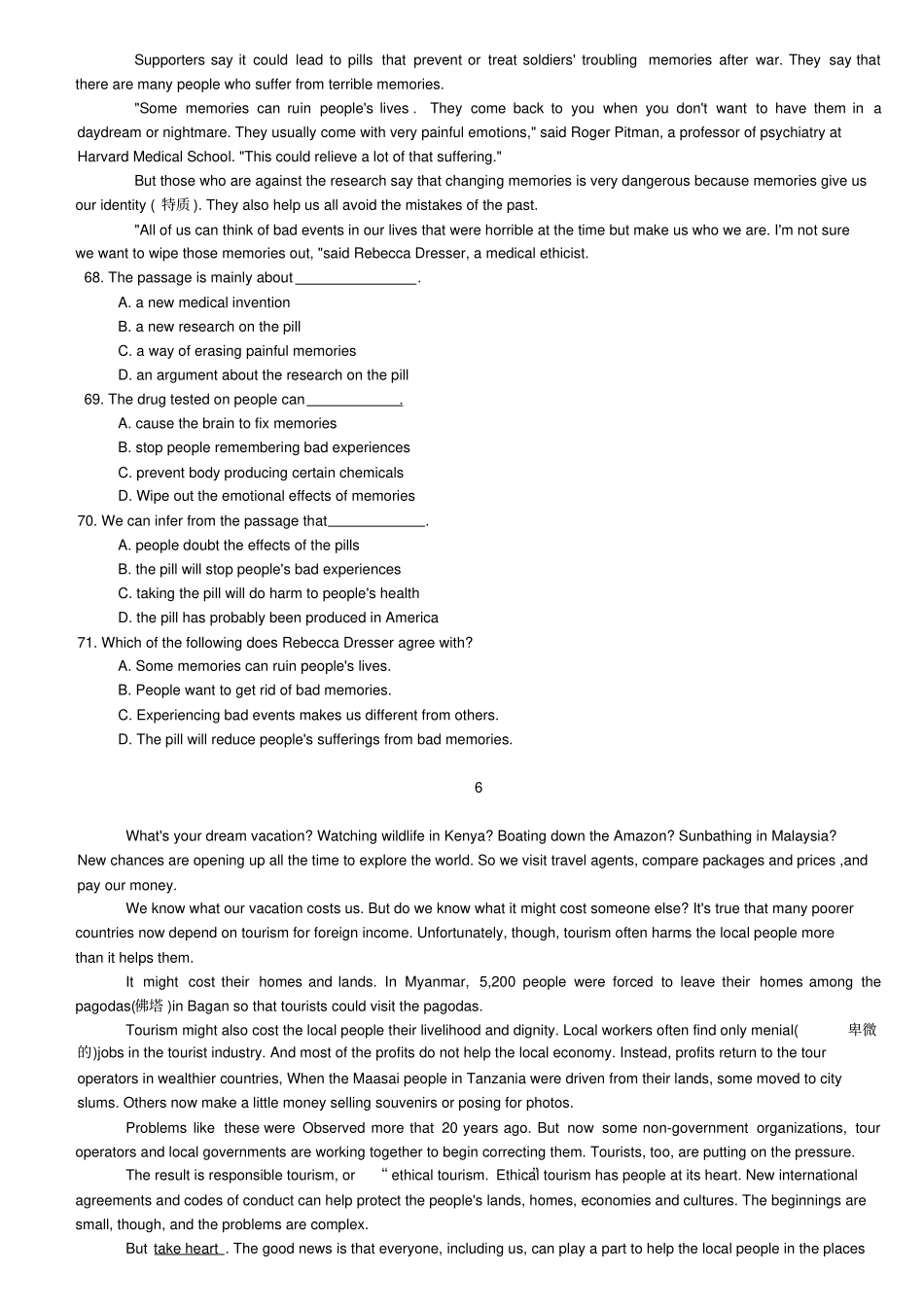 完整高中英语阅读理解题及详细答案解析_第3页