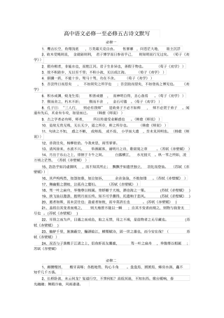 完整高中语文必修一至必修五古诗文默写