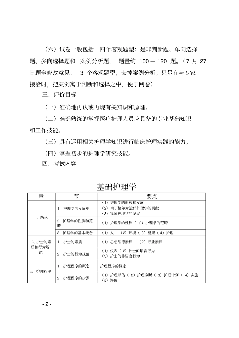 宜宾护理综合知识考试大纲试行_第2页