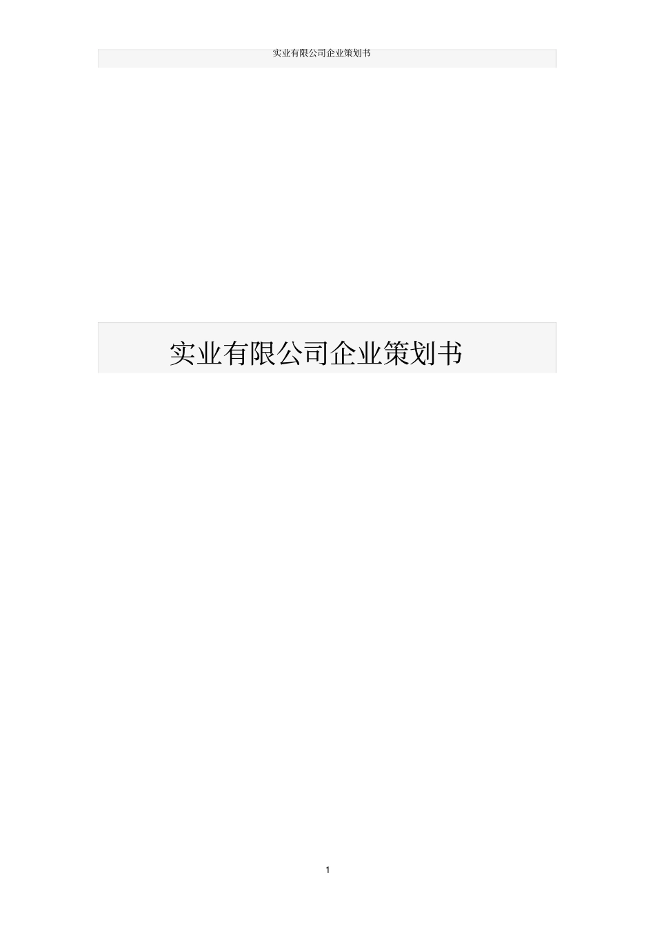 实业有限公司企业策划书_第1页