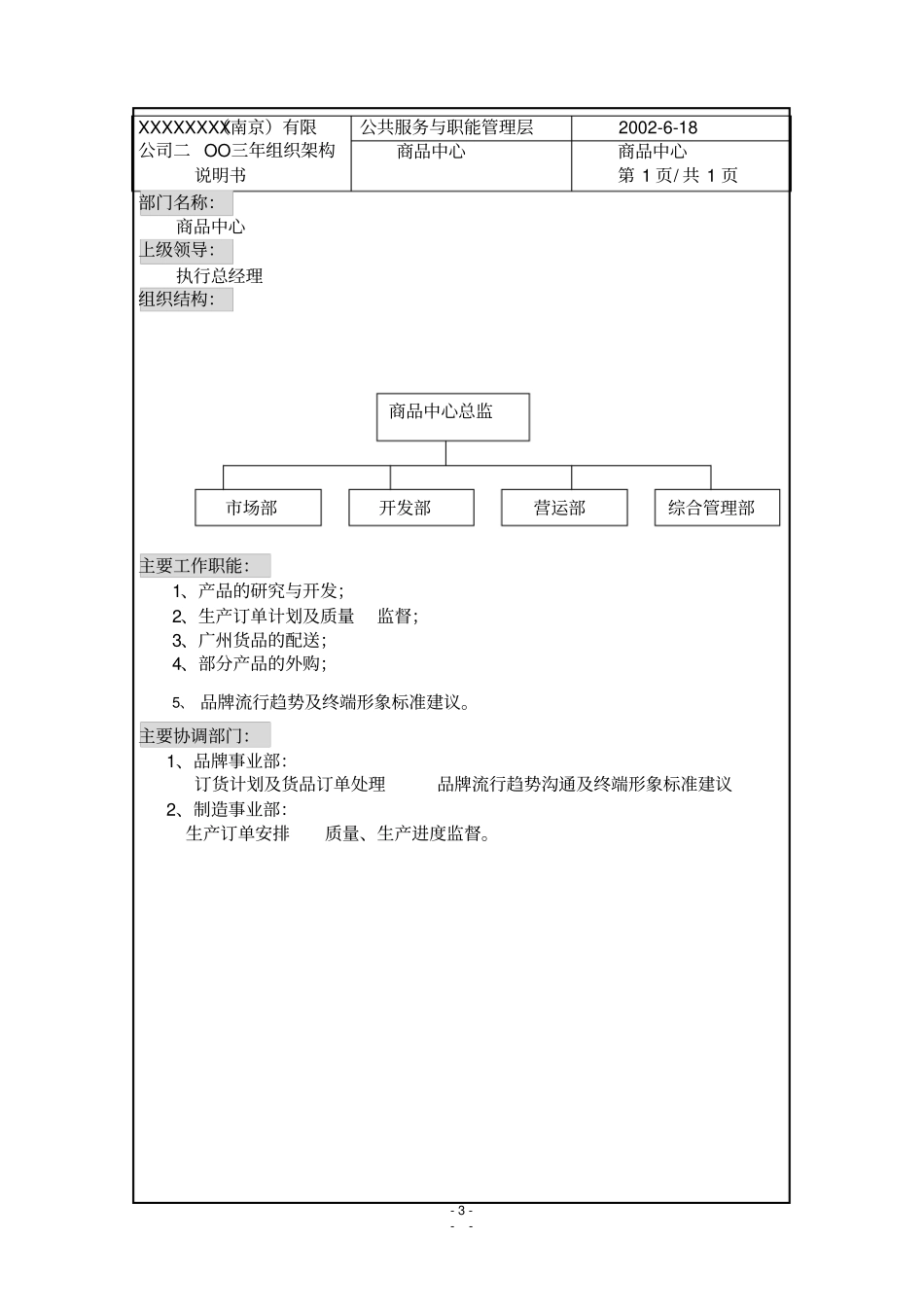 实例丽华实业南京有限公司二OO三年新组织架构说明书_第3页