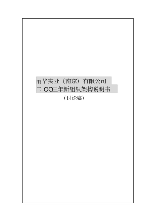 实例丽华实业南京有限公司二OO三年新组织架构说明书