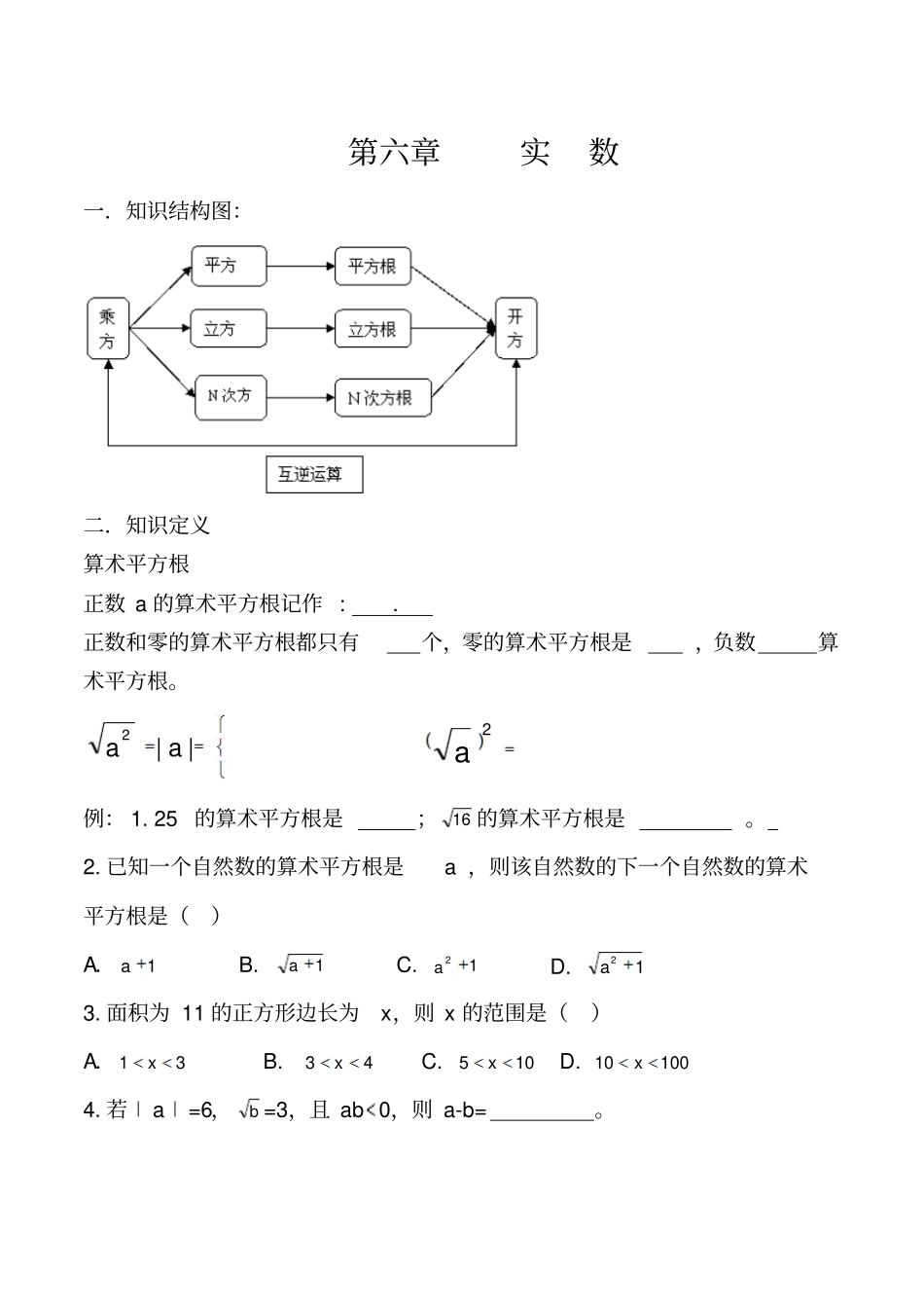 实数章节复习知识点归纳总结_第1页