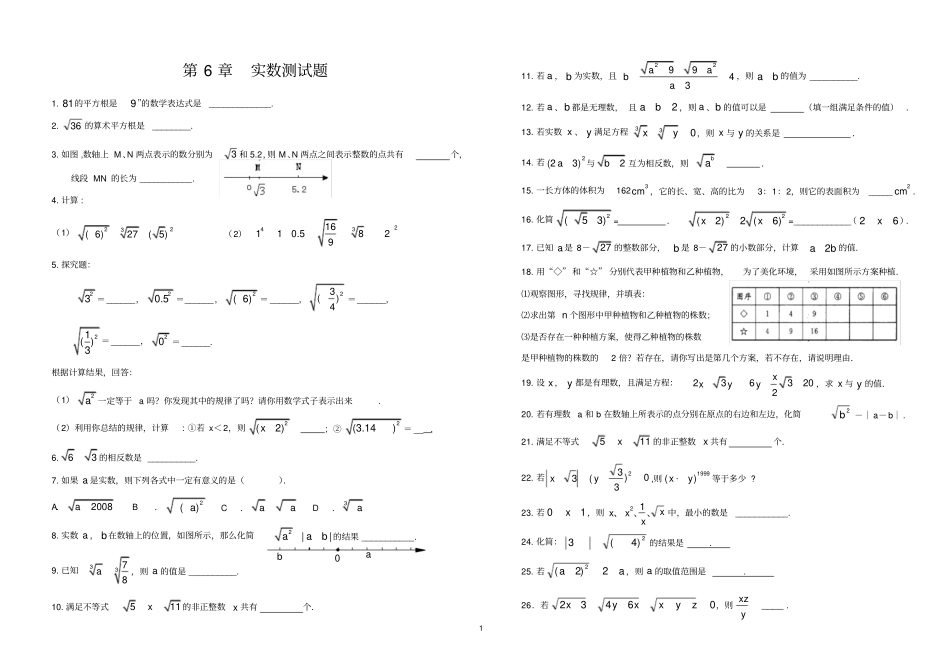 实数经典练习题绝对实用_第1页