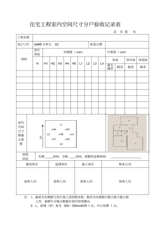 实测实量表格分户验收