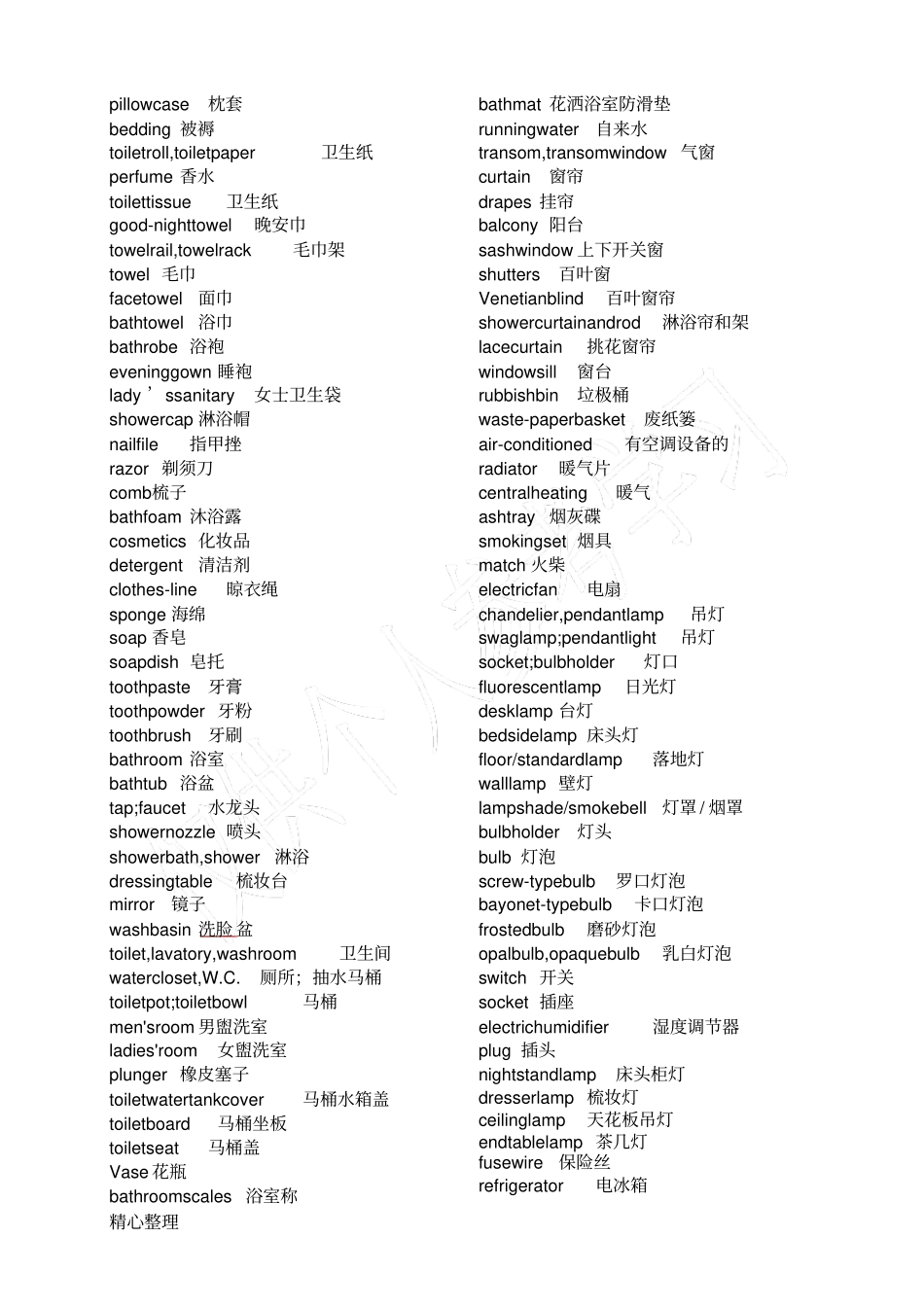 实用酒店常用英语词汇大全_第2页