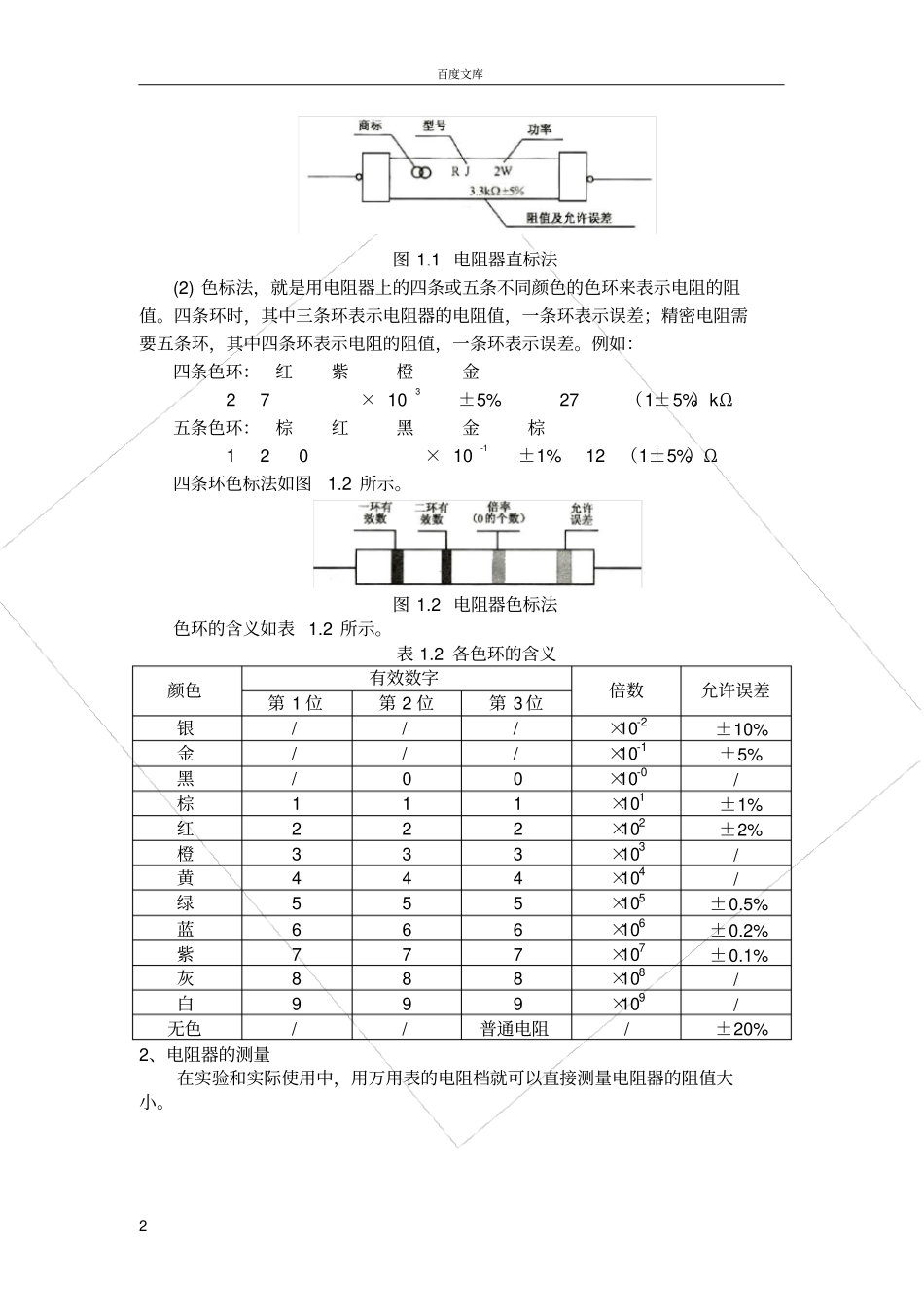 实训3、电阻的识别与检测_第2页