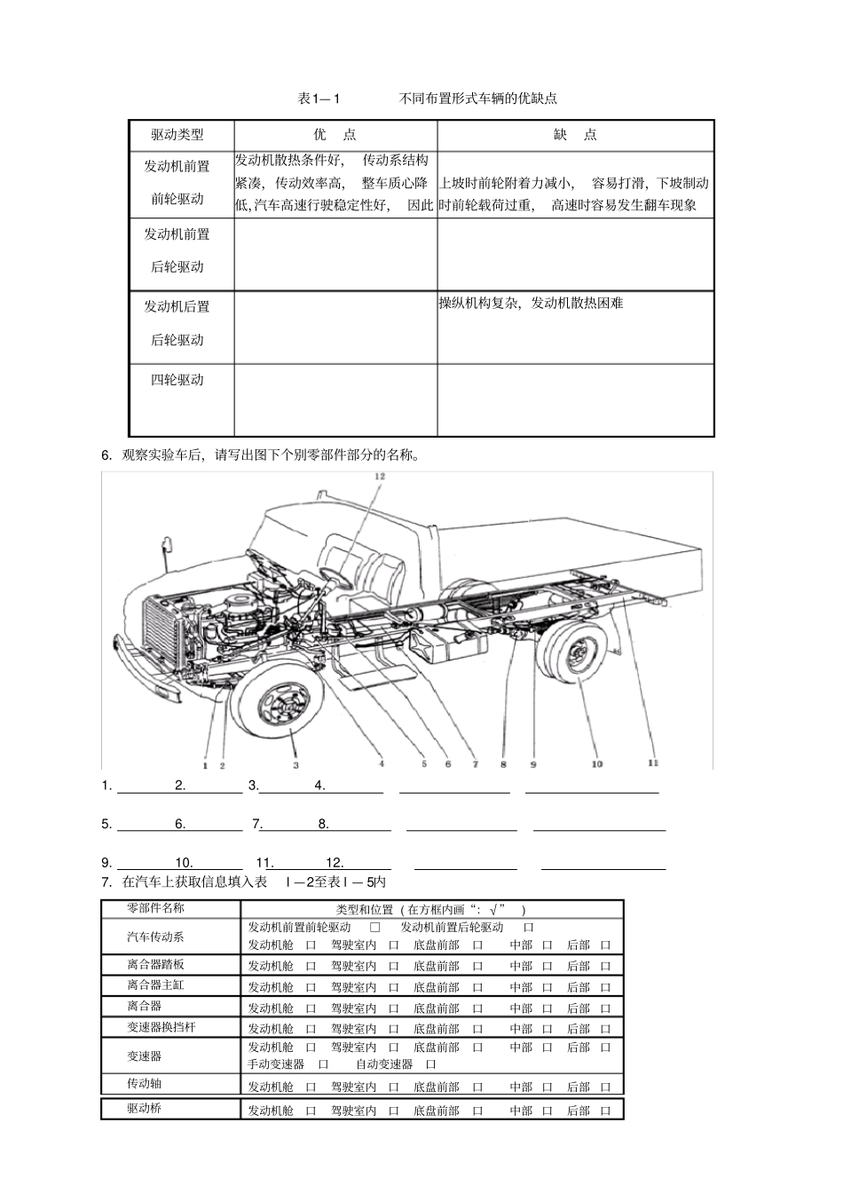 实训一汽车底盘总体结构认识_第2页